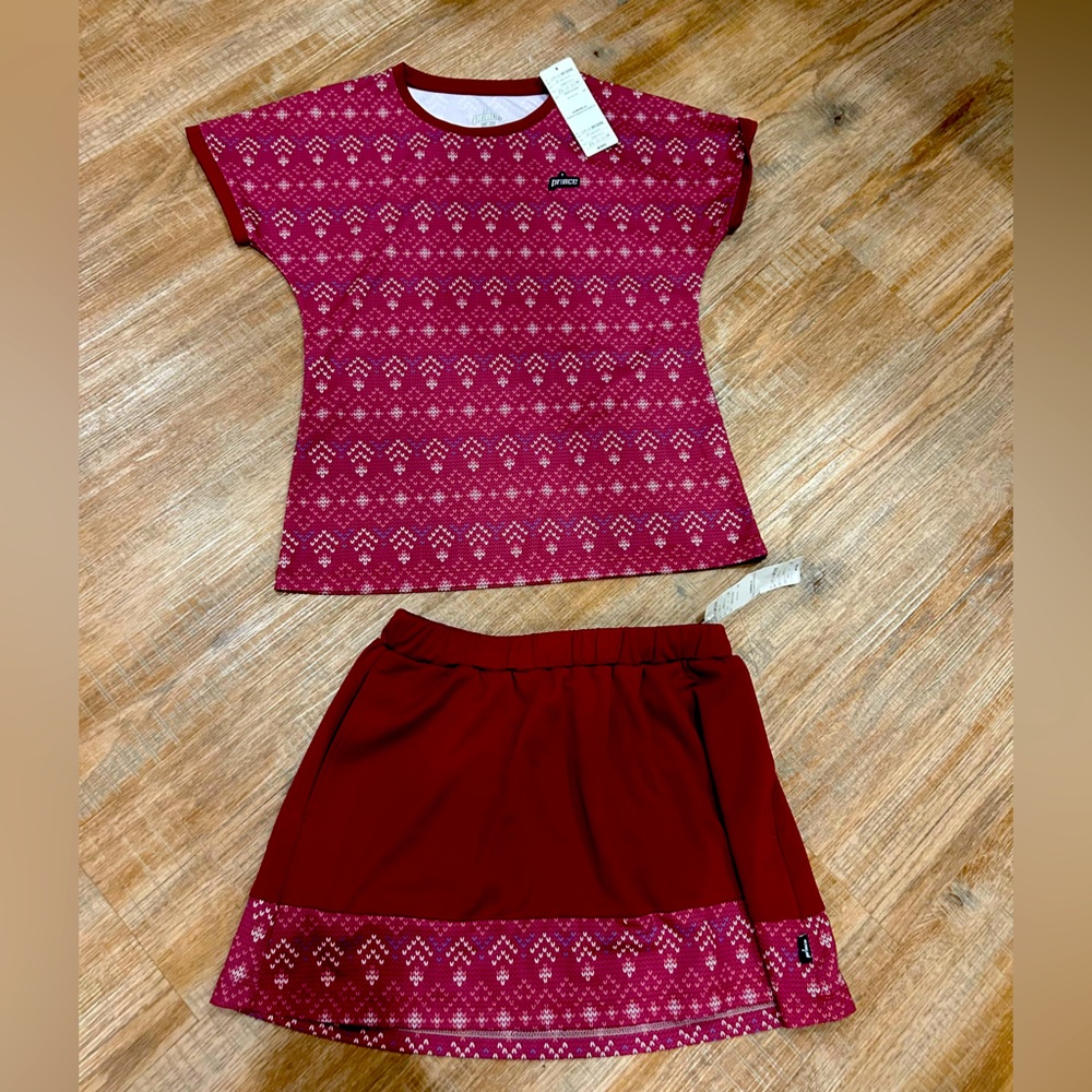 Prince Size Medium Burgundy Athletic Skirt/Top Set